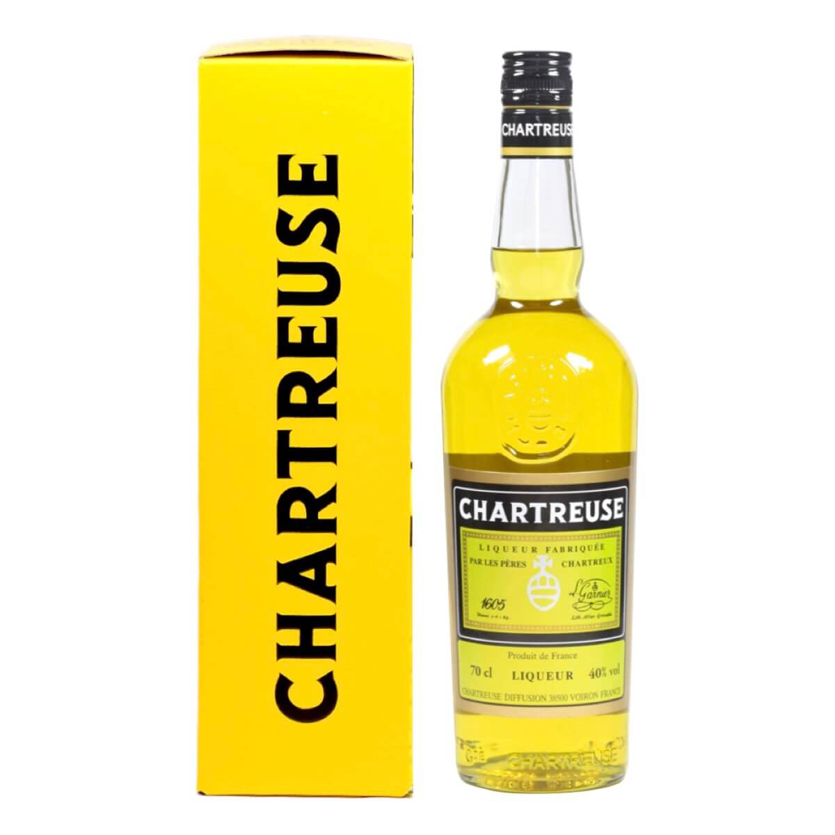 Chartreuse Jaune avec le sceau des Chartreux et son étui - Divine Box