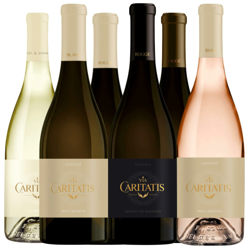 Coffret Vins - 1 chardonnay + 1 Vox blanc + 1 Vox rouge + 1 Pax rouge + 1 Lux rouge + 1 Vox rosé - Abbaye du Barroux - Divine Box