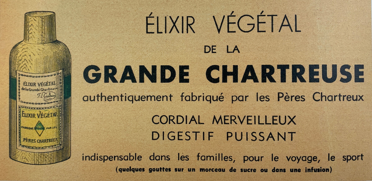 Vieille affiche publicitaire Elixir Végétal du monastère de la Grande Chartreuse - Divine Box