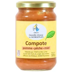 Compote pomme, pêche, miel - Kergonan - Divine Box