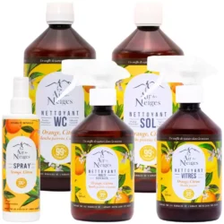 Lot 5 Produits Nettoyants senteur « Agrumes » (Sol + Multi + WC + Vitres + Désodorisant) – Abbaye ND des Neiges
