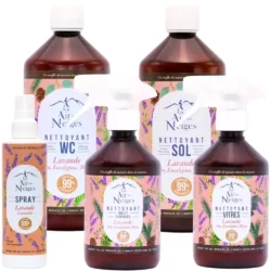 Lot 5 Produits Nettoyants senteur « Lavande » (Sol + Multi + WC + Vitres + Désodorisant) – Abbaye ND des Neiges
